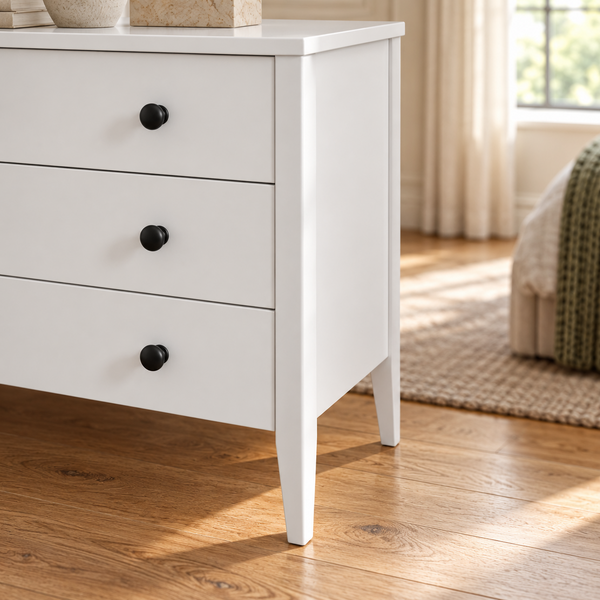 White wooden chest of drawers "Hygge" with 10 drawers in Scandinavian style photo