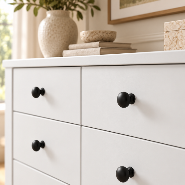 White wooden chest of drawers "Hygge" with 10 drawers in Scandinavian style photo