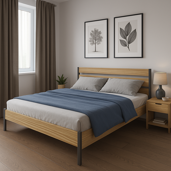 "Loft" double bed made of natural ash wood 160х200 cm photo