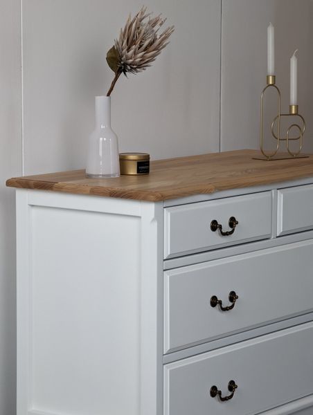 White wooden dresser "Mone" with ash top photo