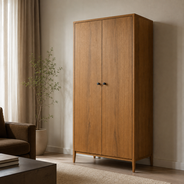 Wooden wardrobe "Hygge" with two doors in Scandinavian style photo