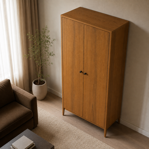 Wooden wardrobe "Hygge" with two doors in Scandinavian style photo