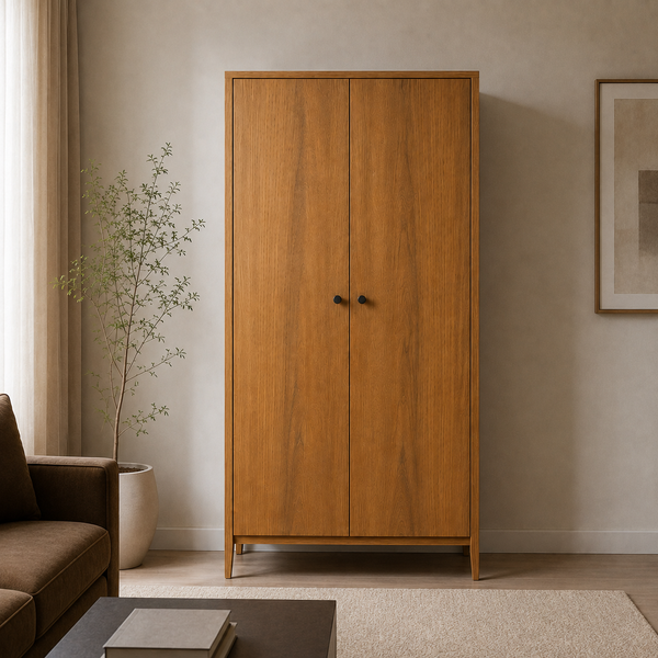 Wooden wardrobe "Hygge" with two doors in Scandinavian style photo