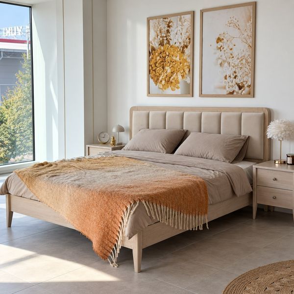 Wooden "Hygge" 160х200 bed for a Scandinavian-style bedroom photo