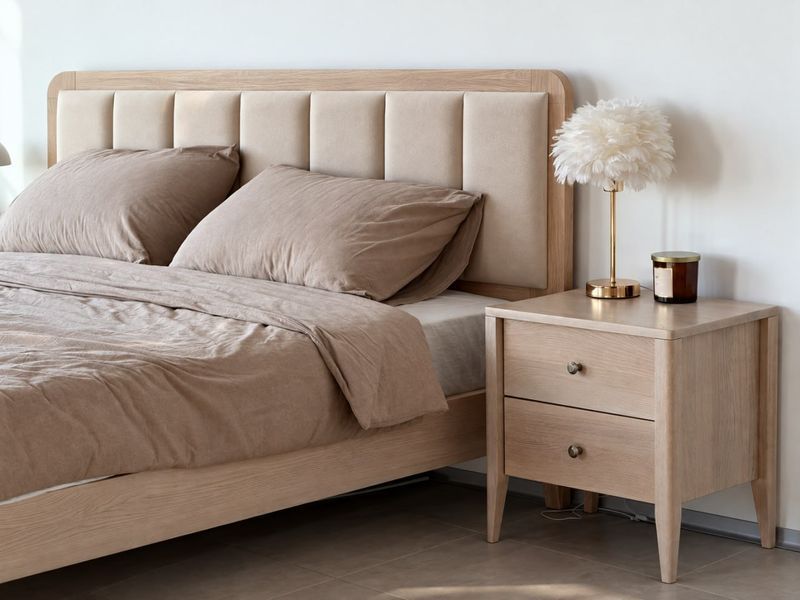 Wooden "Hygge" 160х200 bed for a Scandinavian-style bedroom photo