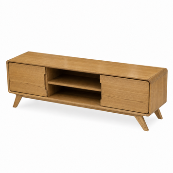 "Nord" solid ash TV stand with 2 doors and an open niche for the living room photo