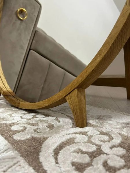 Capsule-Shaped Full-Length Mirror in a Natural Wood Frame for Bedroom photo