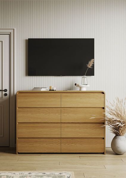 Wooden chest of drawers &ldquo;Urus&rdquo; with 8 drawers made of solid ash photo