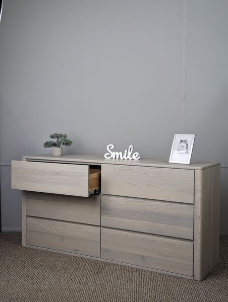 Ash wood chest of drawers "Eco" with 6 drawers for bedroom Blum photo