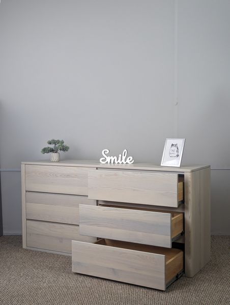 Ash wood chest of drawers "Eco" with 6 drawers for bedroom Blum photo