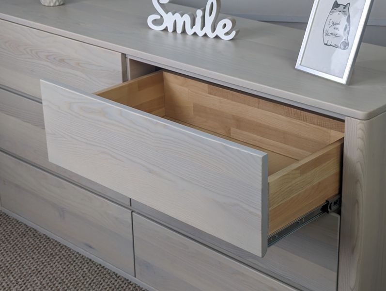 Ash wood chest of drawers "Eco" with 6 drawers for bedroom Blum photo
