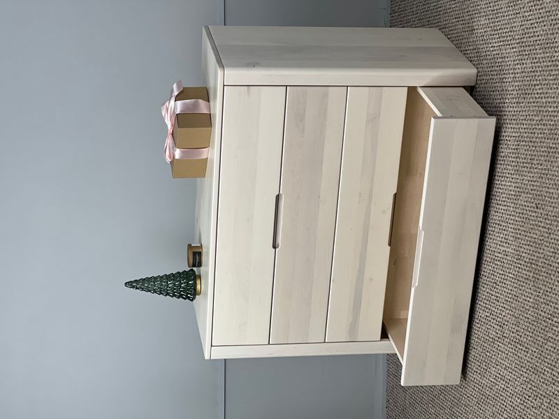 "Oreo" wooden chest of drawers for the bedroom made of solid wood with White staining photo
