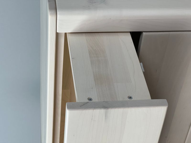 "Oreo" wooden chest of drawers for the bedroom made of solid wood with White staining photo