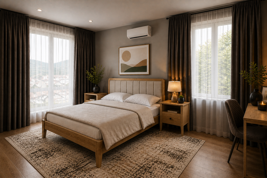 Wooden "Hygge" 140х200 bed for a Scandinavian-style bedroom photo