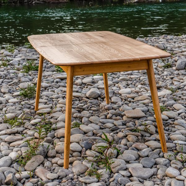 Stone Extendable Dining Table Made of Solid Oak Wood for Kitchen photo