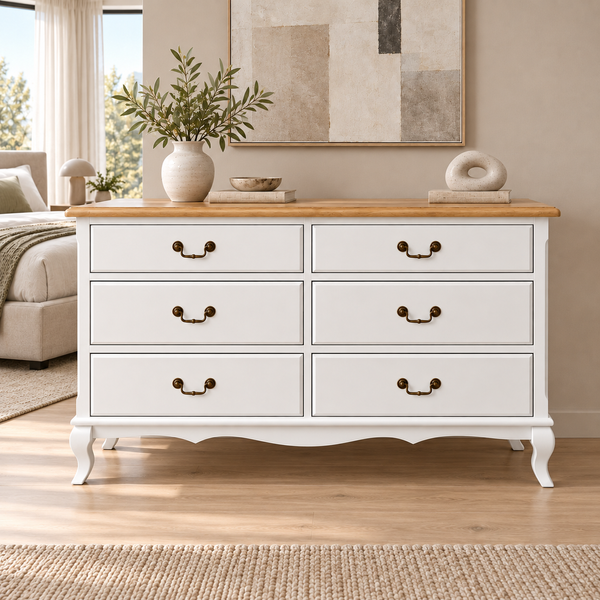 Wooden dresser "Monet" with 6 drawers and an Ash wood countertop. photo