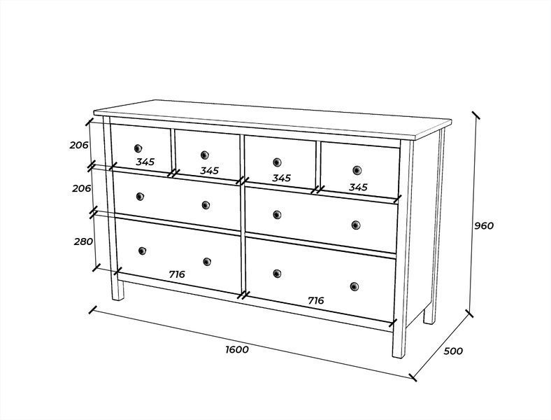 White dresser on legs "Hames" made of natural wood photo