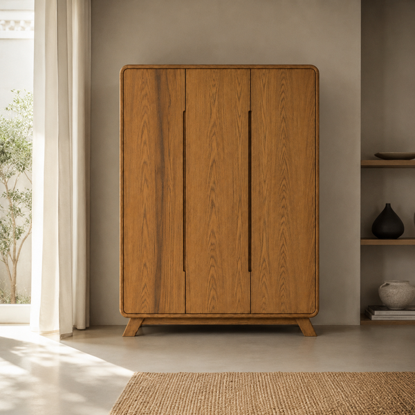 Three-door wardrobe "Nord" made of natural ash wood photo