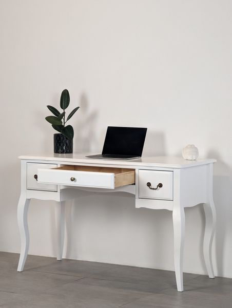 White "Mone" writing desk made of natural wood photo
