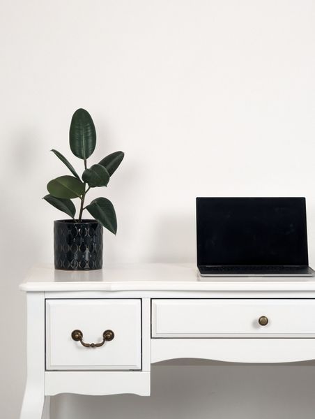 White "Mone" writing desk made of natural wood photo