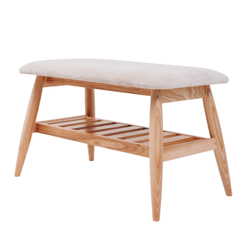 "Merli" bench made of solid wood for the living room photo