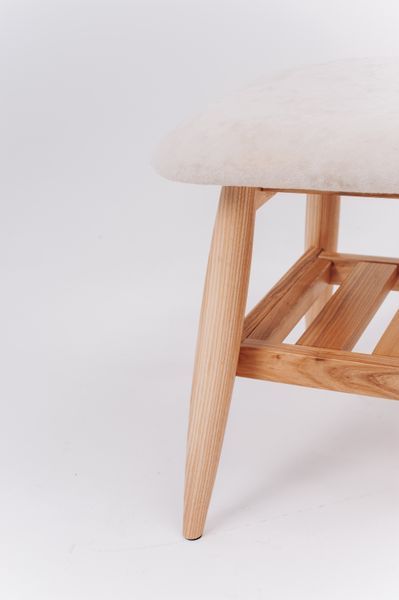 "Merli" bench made of solid wood for the living room photo