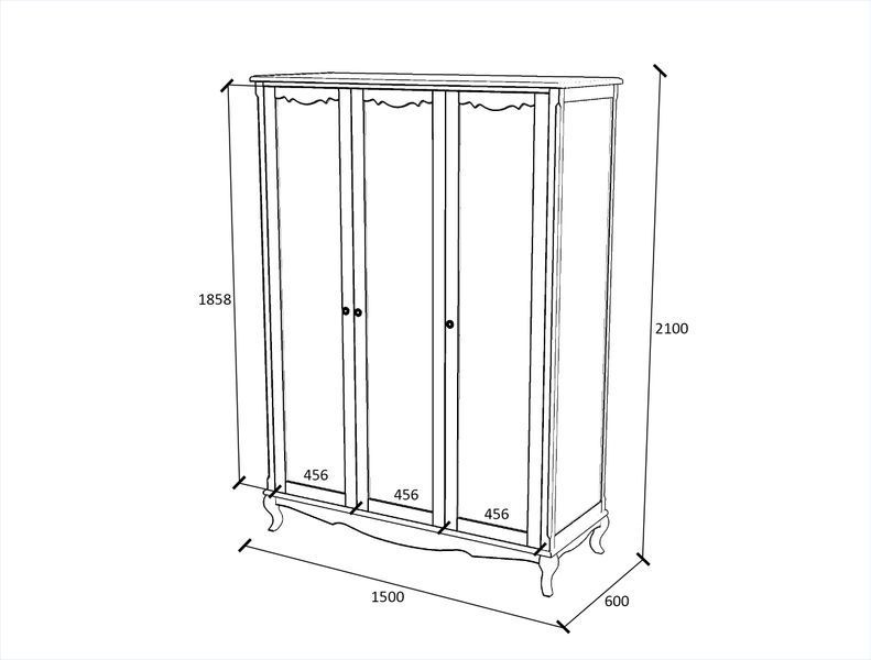 The "Mone" wooden wardrobe with three doors in Provence style photo