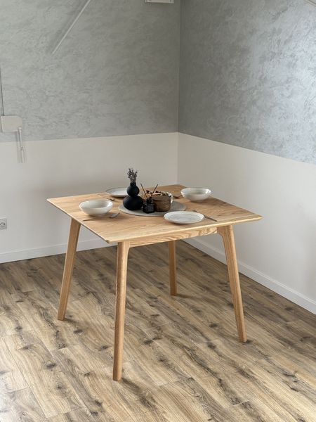 Square kitchen table "Jim" 100х100 made of solid ash wood photo