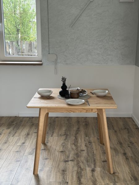 Square kitchen table "Jim" 100х100 made of solid ash wood photo