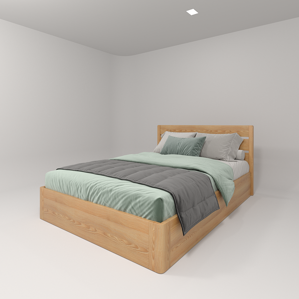 Double bed "Eco" 140х200 cm with a lifting mechanism made of solid Ash wood photo