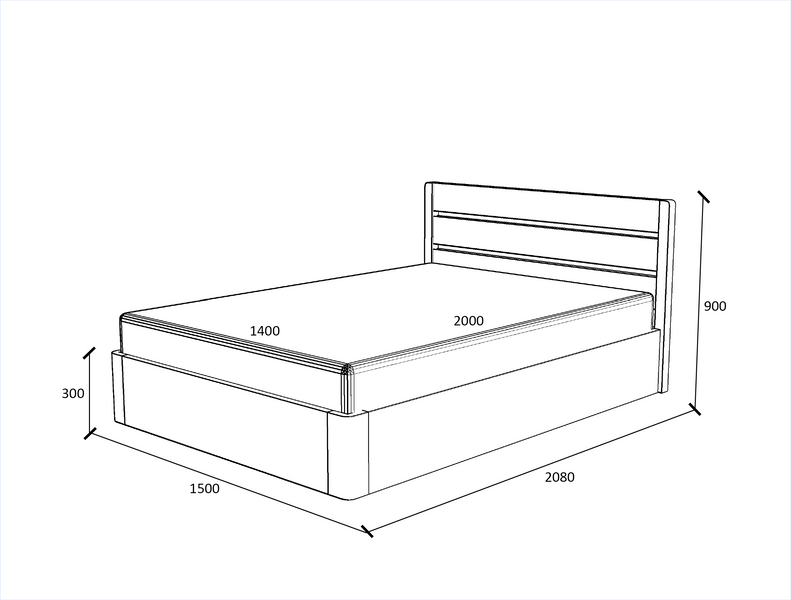 Double bed "Eco" 140х200 cm with a lifting mechanism made of solid Ash wood photo