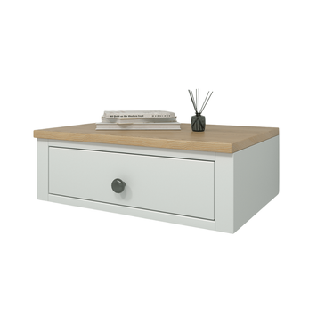 "Hames" wall-mounted wooden bedside table made of natural maple wood photo