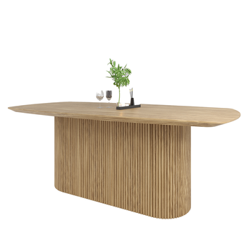 Designer rounded table "Scandi" made of natural wood. photo