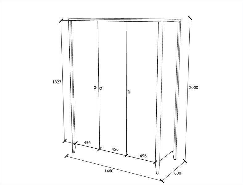 Three-door wardrobe "Hygge" made of natural wood photo