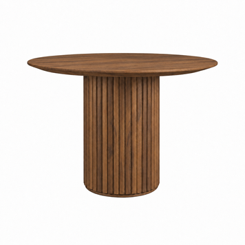 Battle Modern Round Dining Table in Natural Solid Ash Wood for Kitchen with a 60-degree cut photo