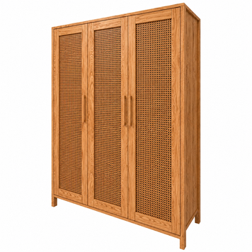 "Astrid" three-door wooden wardrobe made of solid ash photo