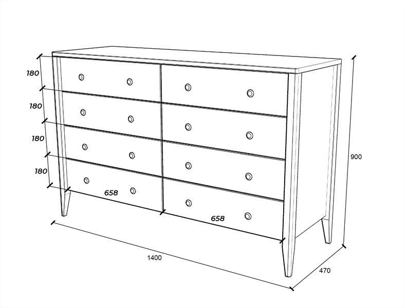 Wooden chest of drawers "Hygge" with 8 drawers in Scandinavian style photo
