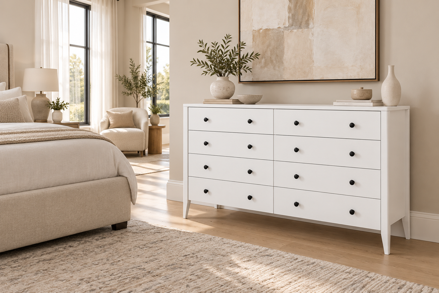 Wooden chest of drawers "Hygge" with 8 drawers in Scandinavian style photo