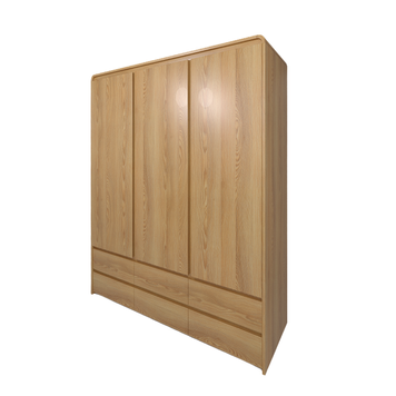 Wooden ash wardrobe "Urus" with three doors and six drawers photo